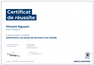 certif MySQl Vincent Nguyen